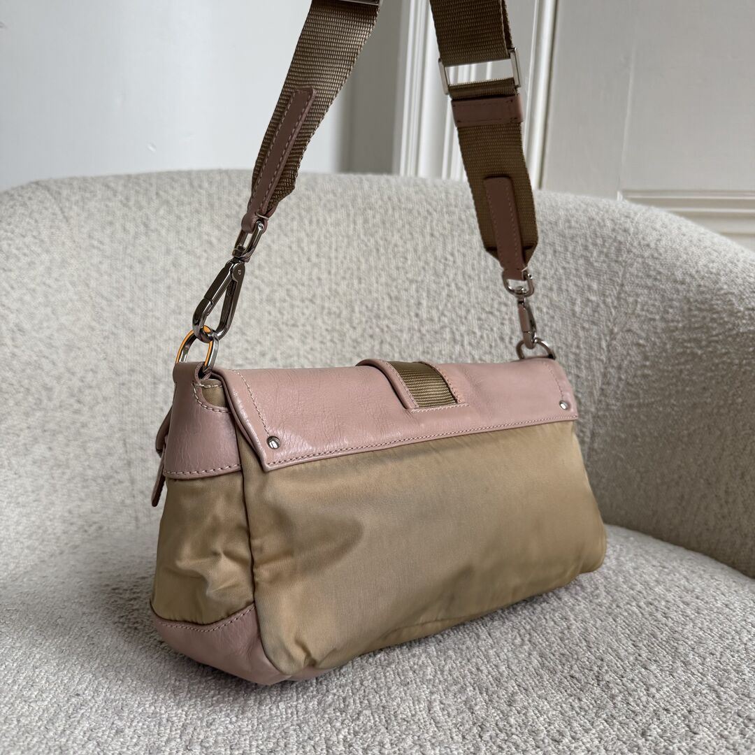 2000s Prada Scamosciato Pink Leather Shoulder Bag
