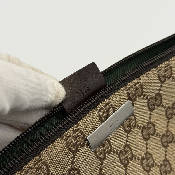 Gucci GG Monogram Brown Boat Pochette Handbag