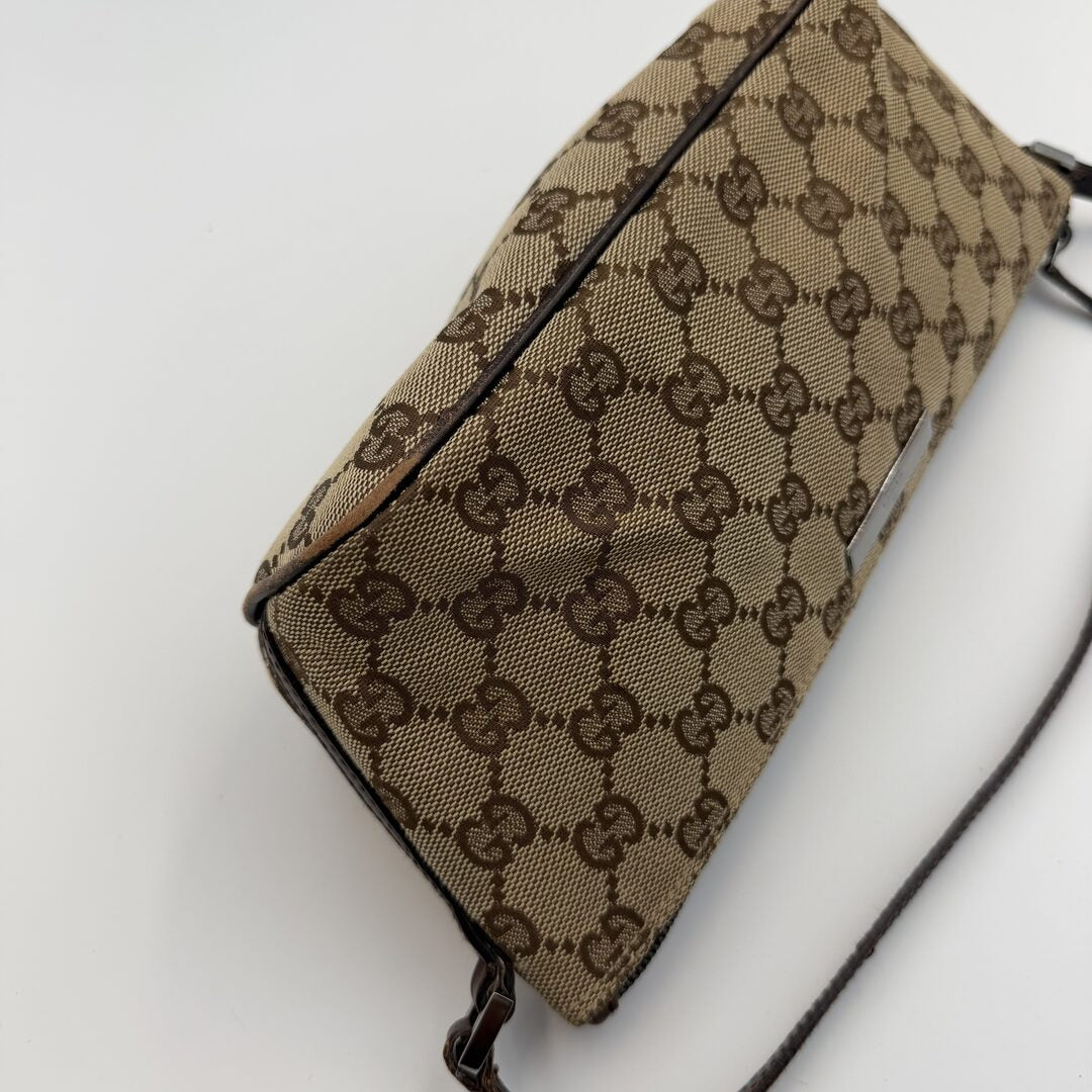 Gucci GG Monogram Brown Boat Pochette Handbag