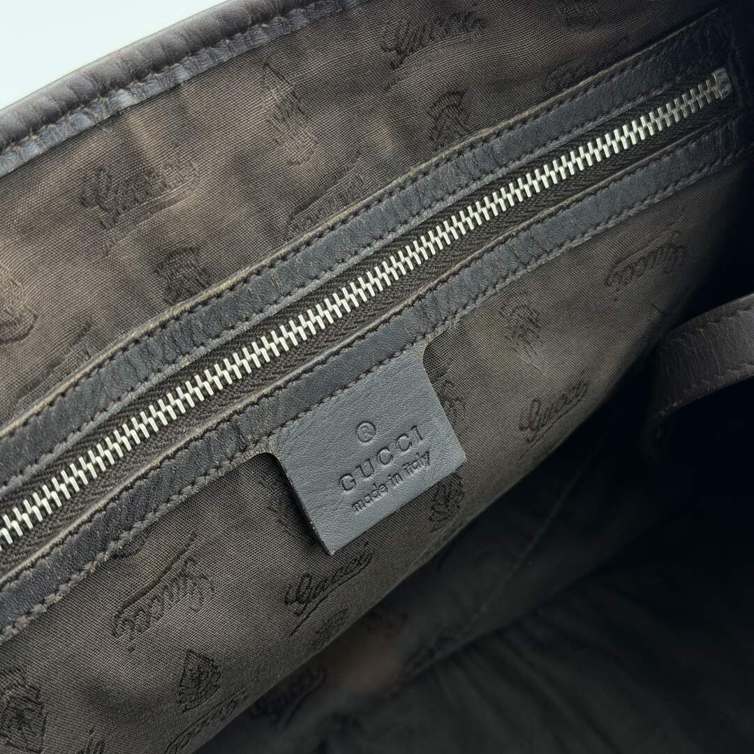 Gucci GG Canvas Twins Black Leather Tote Bag