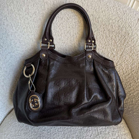 Gucci Guccissima Sukey Leather Brown Tote Bag
