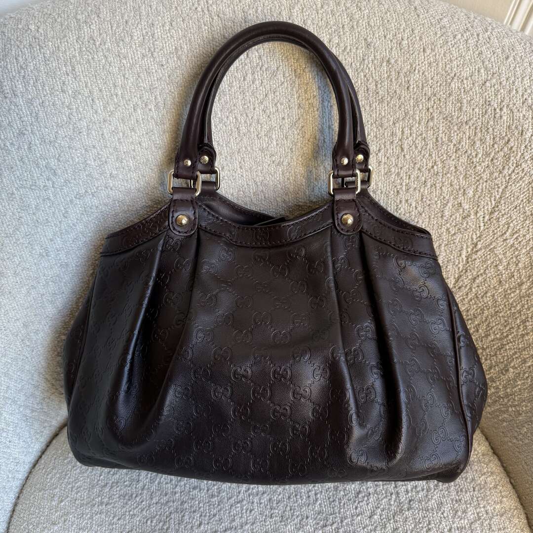 Gucci Guccissima Sukey Leather Brown Tote Bag
