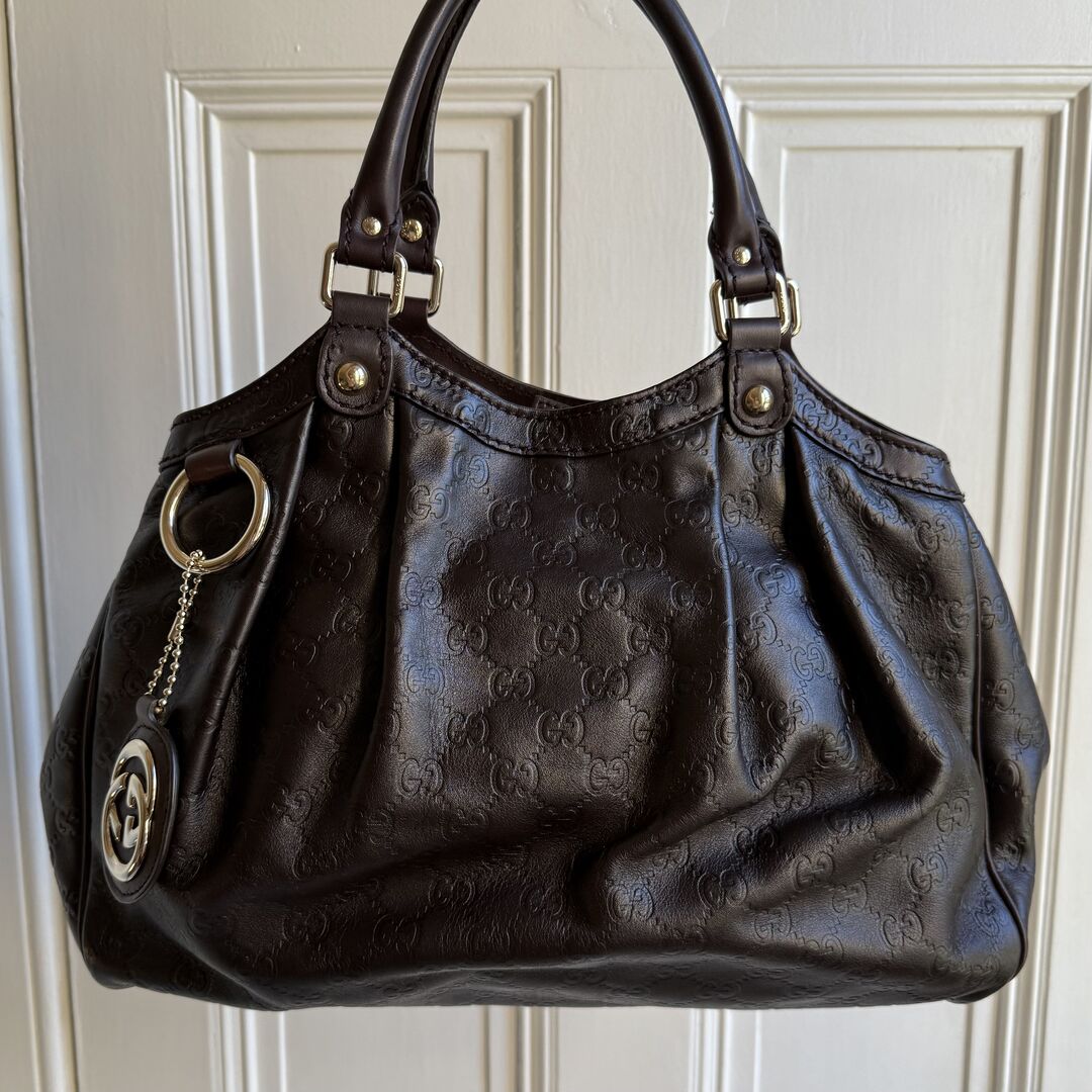 Gucci Guccissima Sukey Leather Brown Tote Bag