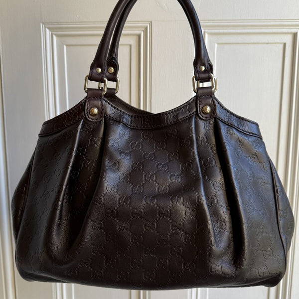 Gucci Guccissima Sukey Leather Brown Tote Bag