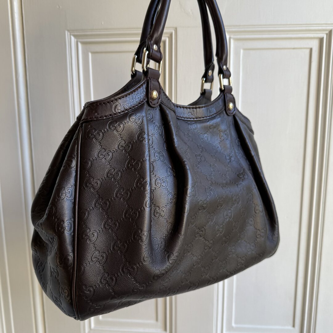 Gucci Guccissima Sukey Leather Brown Tote Bag