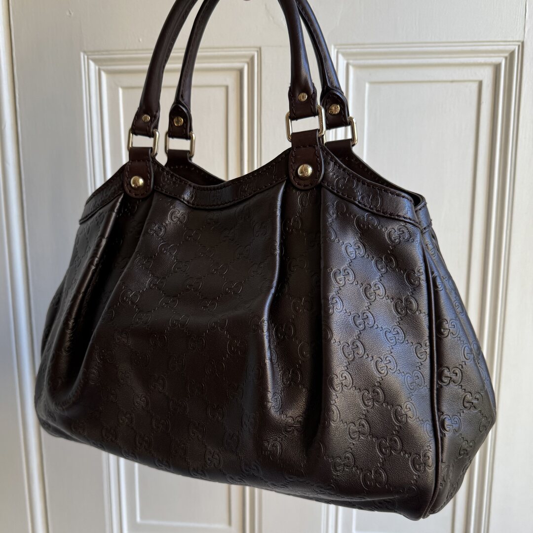 Gucci Guccissima Sukey Leather Brown Tote Bag