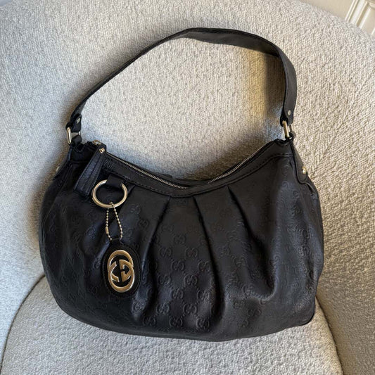 Gucci Guccissima Sukey Leather Black Tote Bag
