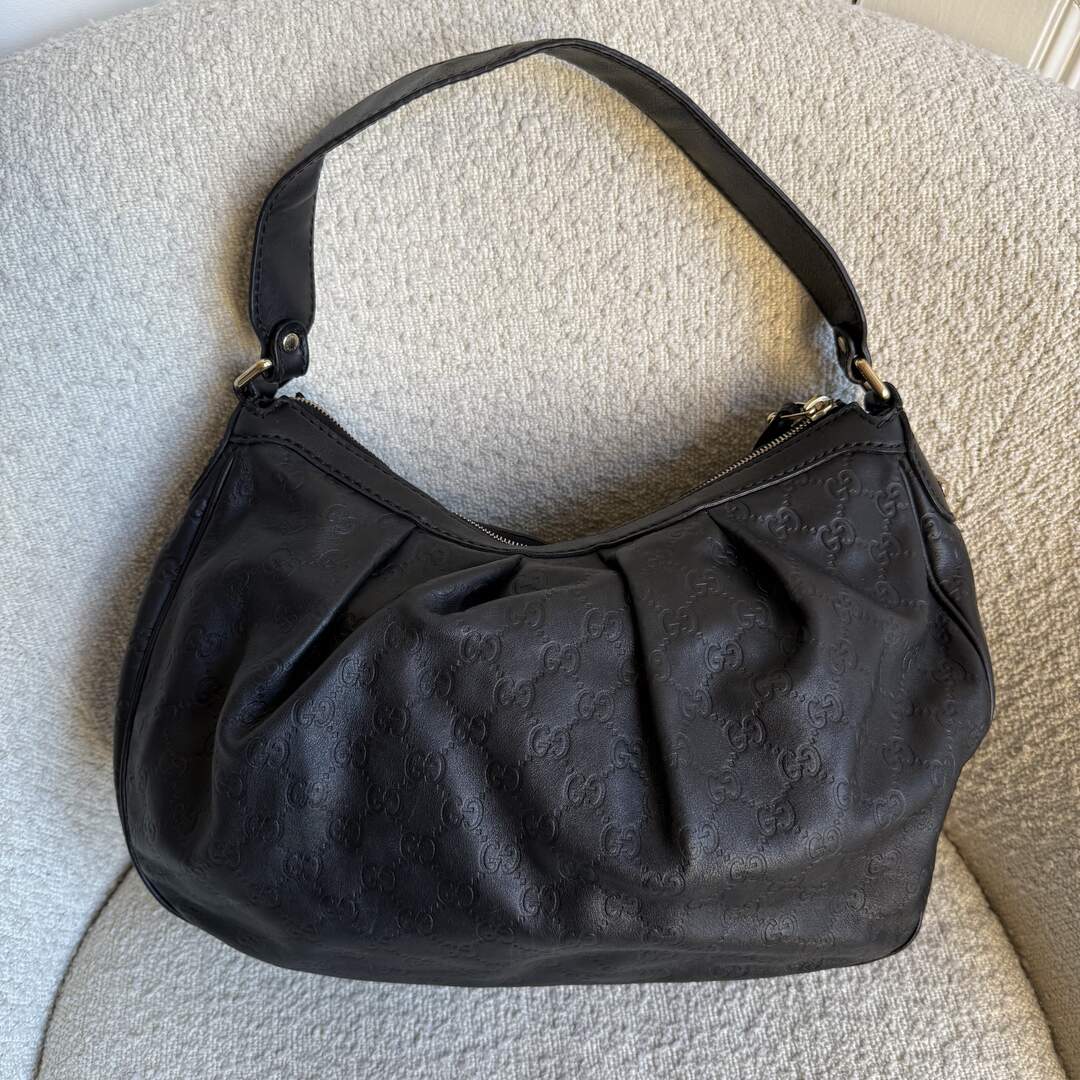 Gucci Guccissima Sukey Leather Black Tote Bag