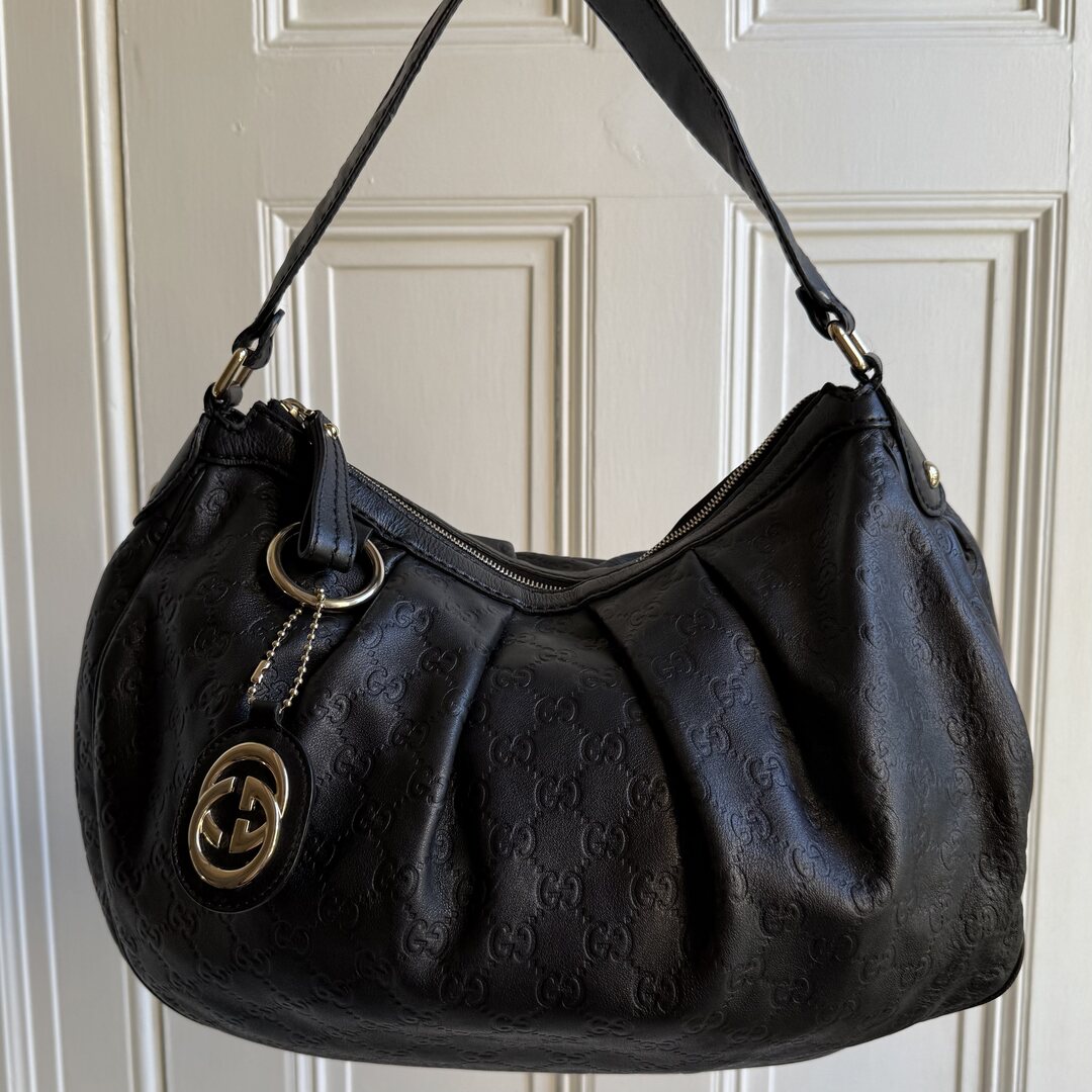 Gucci Guccissima Sukey Leather Black Tote Bag