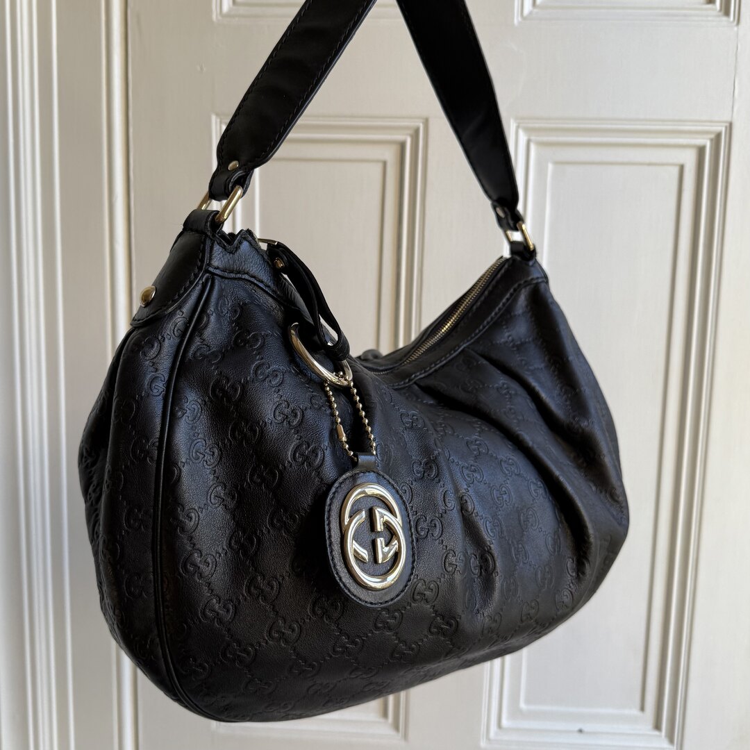 Gucci Guccissima Sukey Leather Black Tote Bag