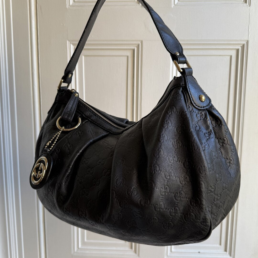 Gucci Guccissima Sukey Leather Black Tote Bag