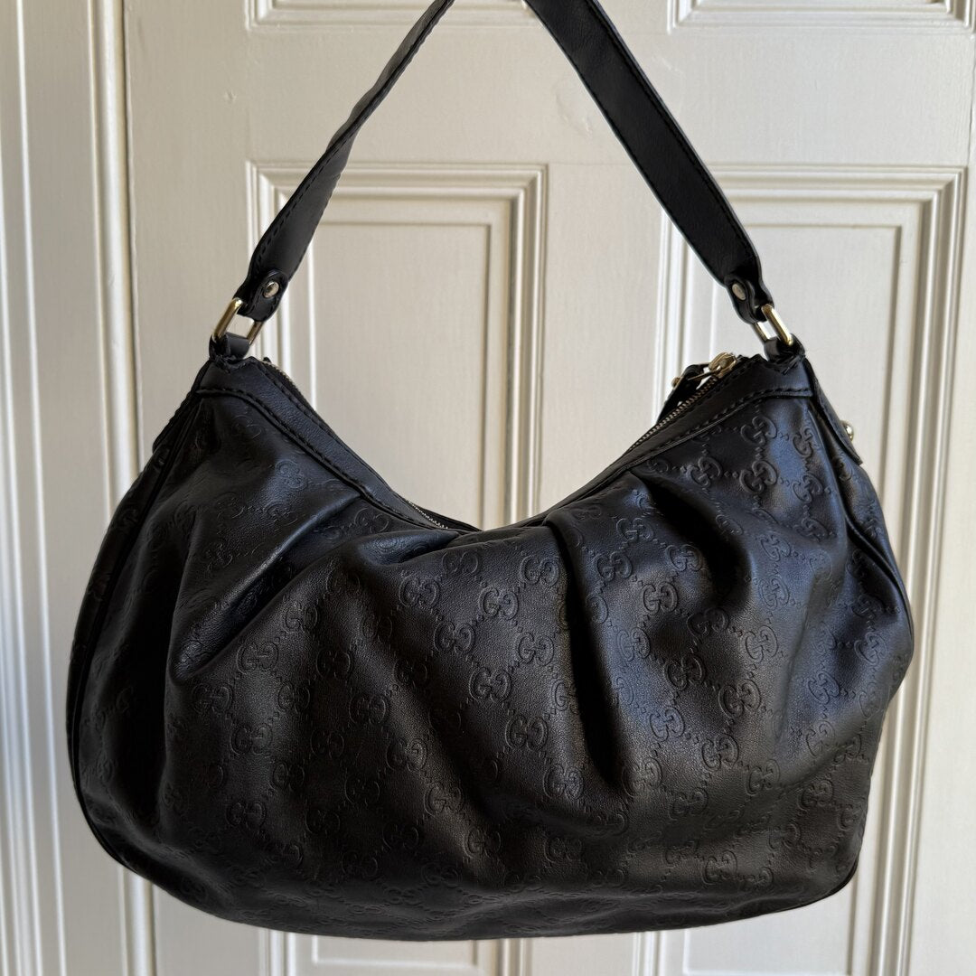 Gucci Guccissima Sukey Leather Black Tote Bag