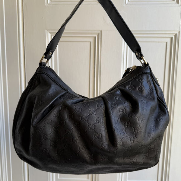 Gucci Guccissima Sukey Leather Black Tote Bag