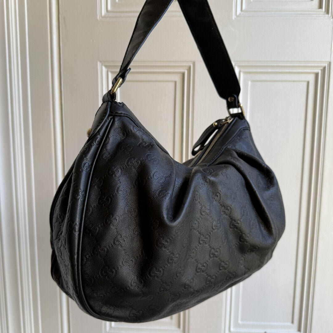 Gucci Guccissima Sukey Leather Black Tote Bag