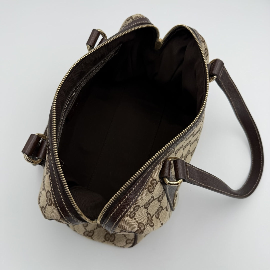 Gucci GG Canvas Charmy Boston Brown Shoulder Bag