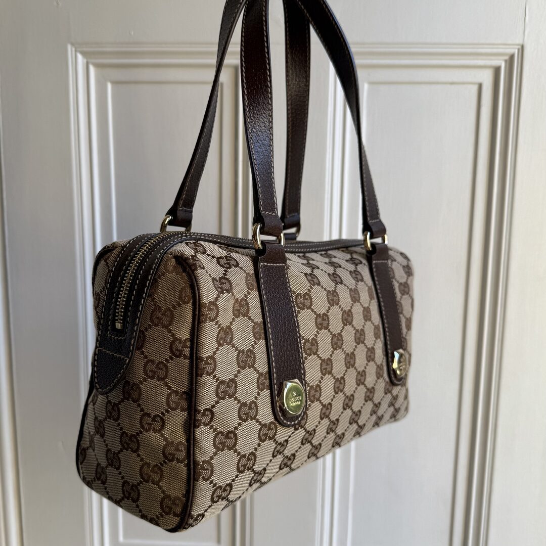 Gucci GG Canvas Charmy Boston Brown Shoulder Bag