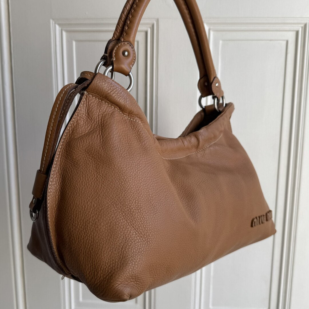 Rare Miu Miu Leather Brown Shoulder Bag