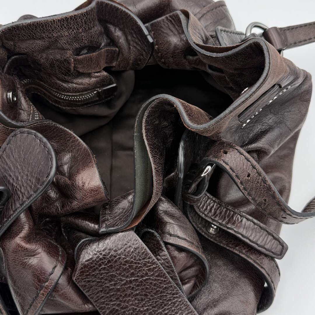 Rare Miu Miu Vitello Leather Chocolate Brown Tote Bag