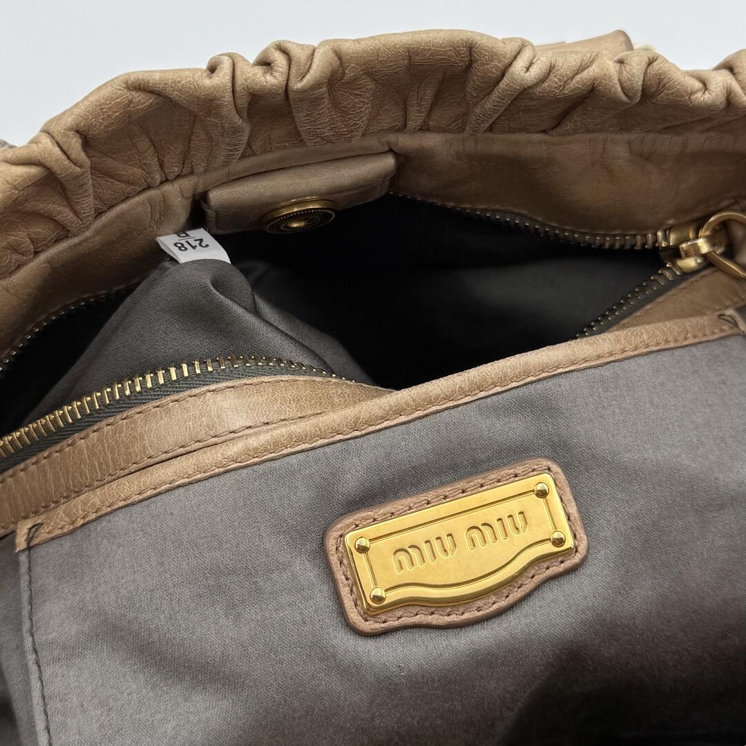 Miu Miu Vitello Beige Leather Handbag