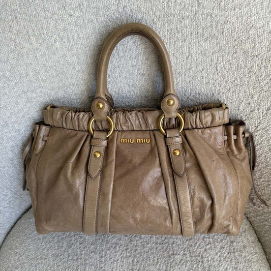 Miu Miu Vitello Beige Leather Handbag