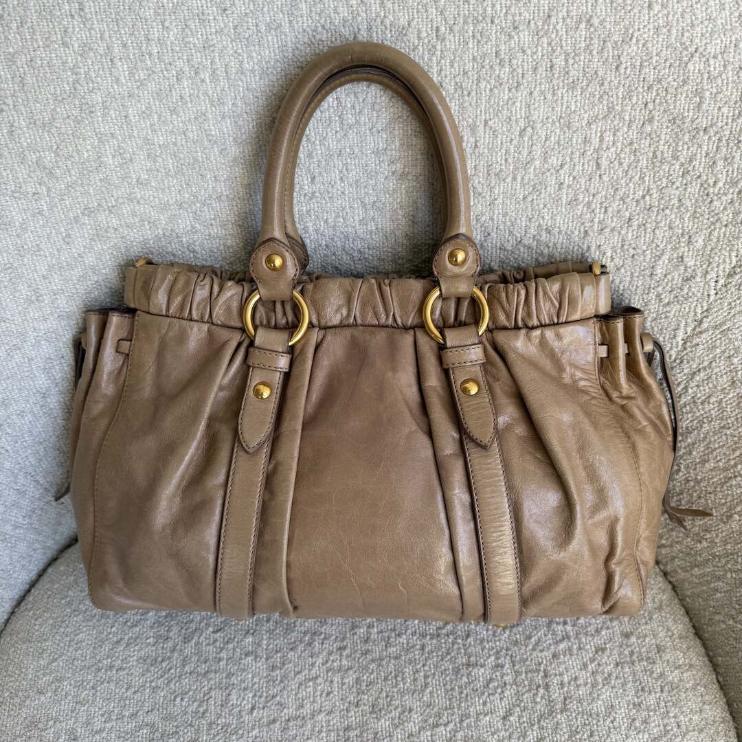 Miu Miu Vitello Beige Leather Handbag