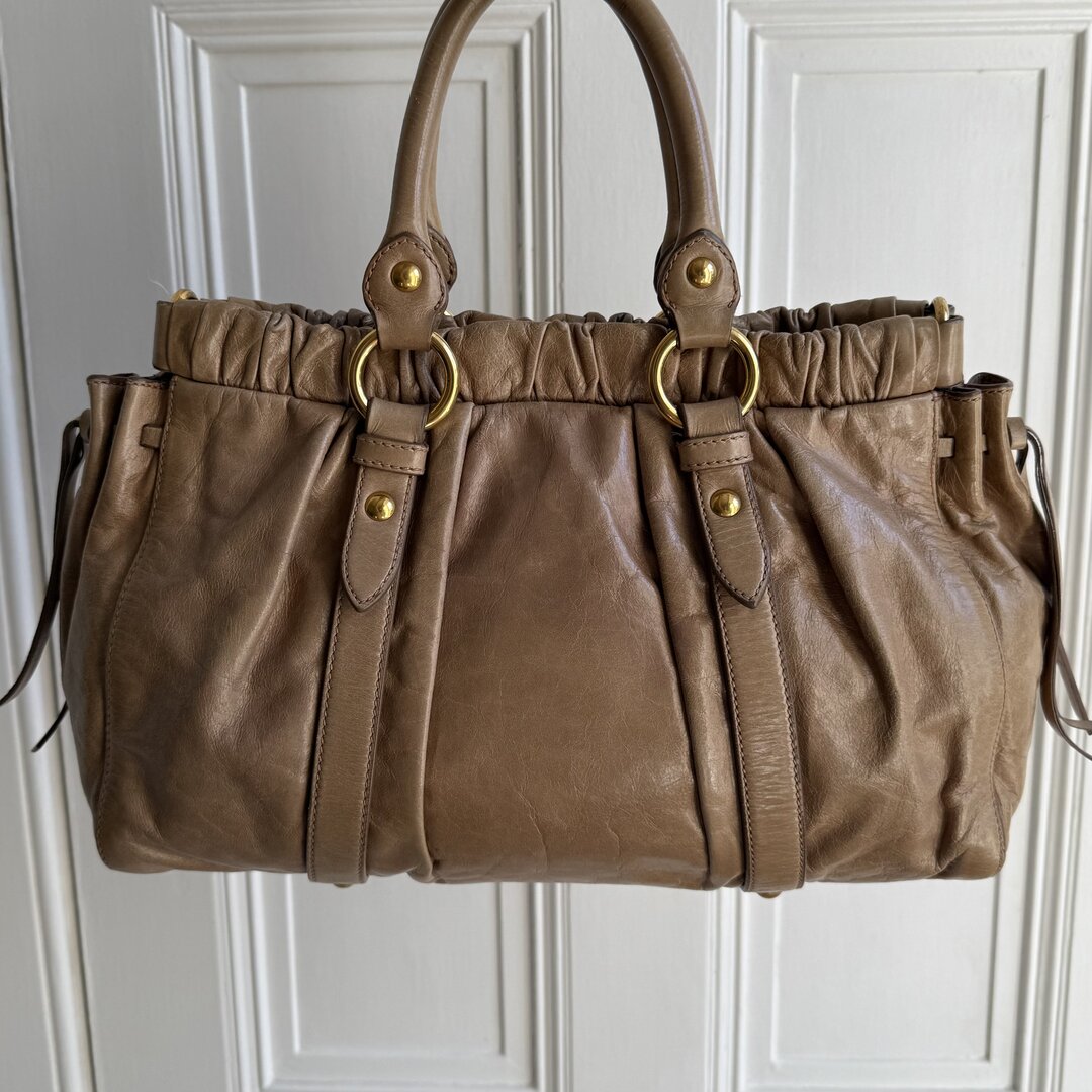 Miu Miu Vitello Beige Leather Handbag