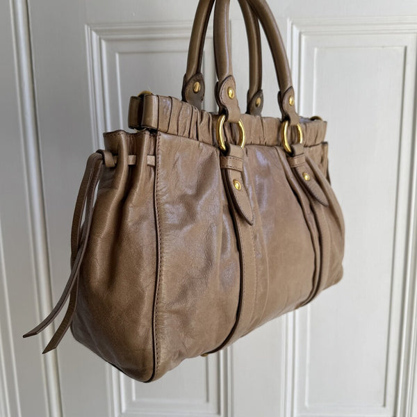 Miu Miu Vitello Beige Leather Handbag