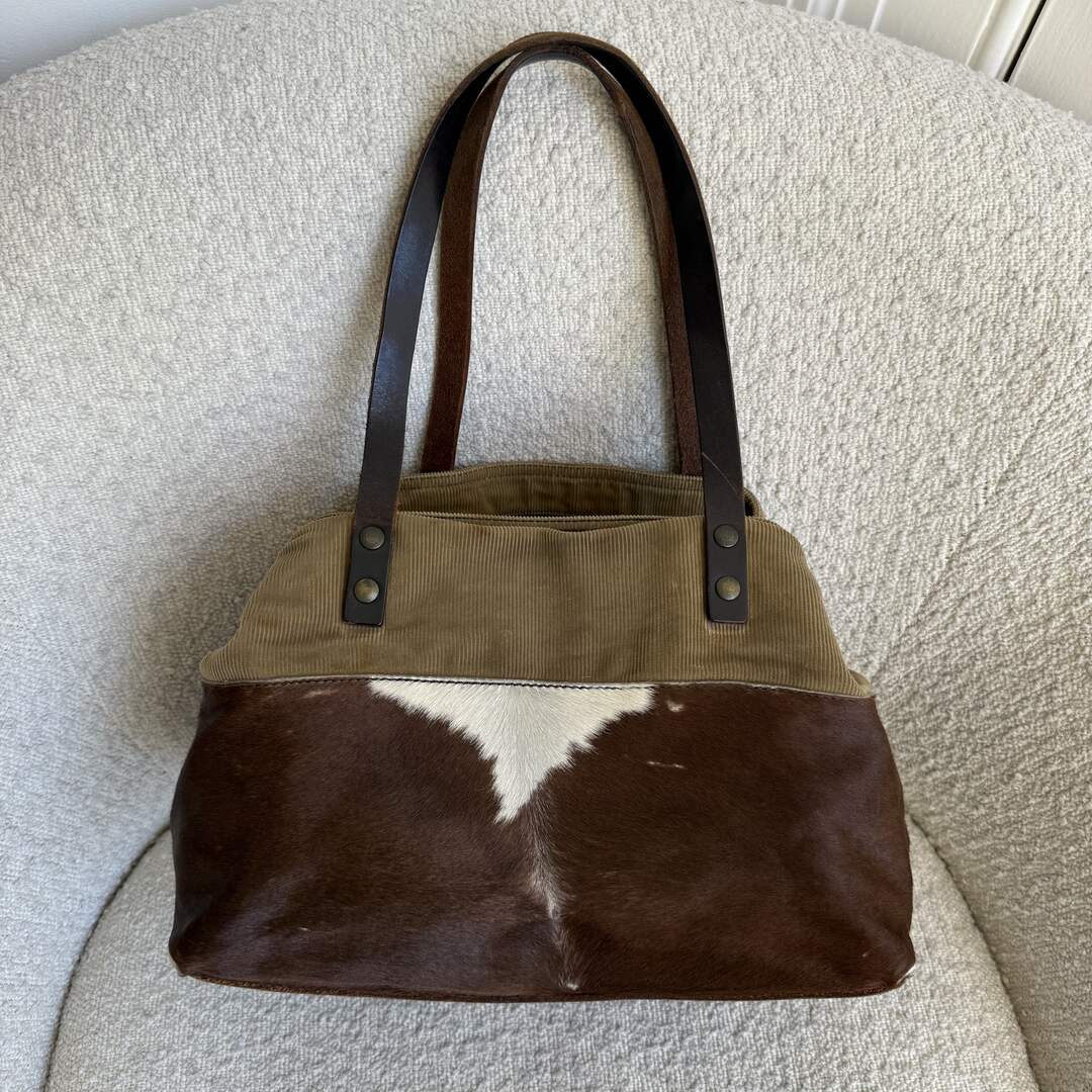 Archive Miu Miu Cow Print Corduroy Shoulder Bag