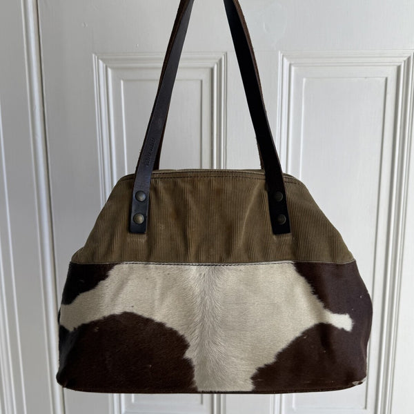 Archive Miu Miu Cow Print Corduroy Shoulder Bag