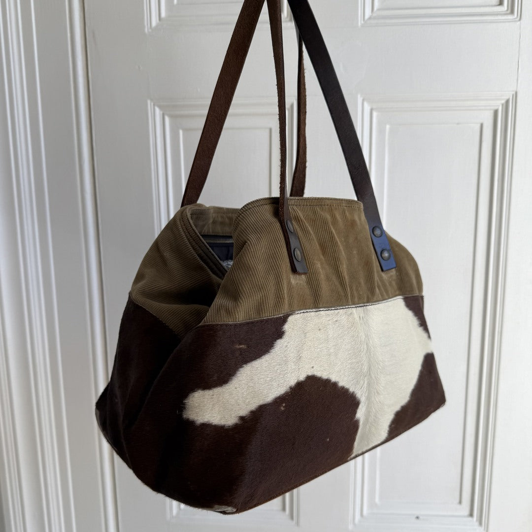 Archive Miu Miu Cow Print Corduroy Shoulder Bag