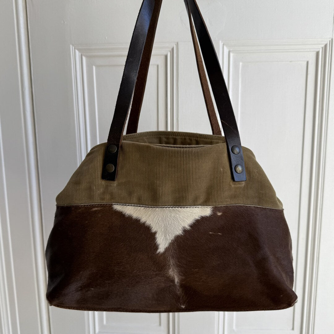 Archive Miu Miu Cow Print Corduroy Shoulder Bag