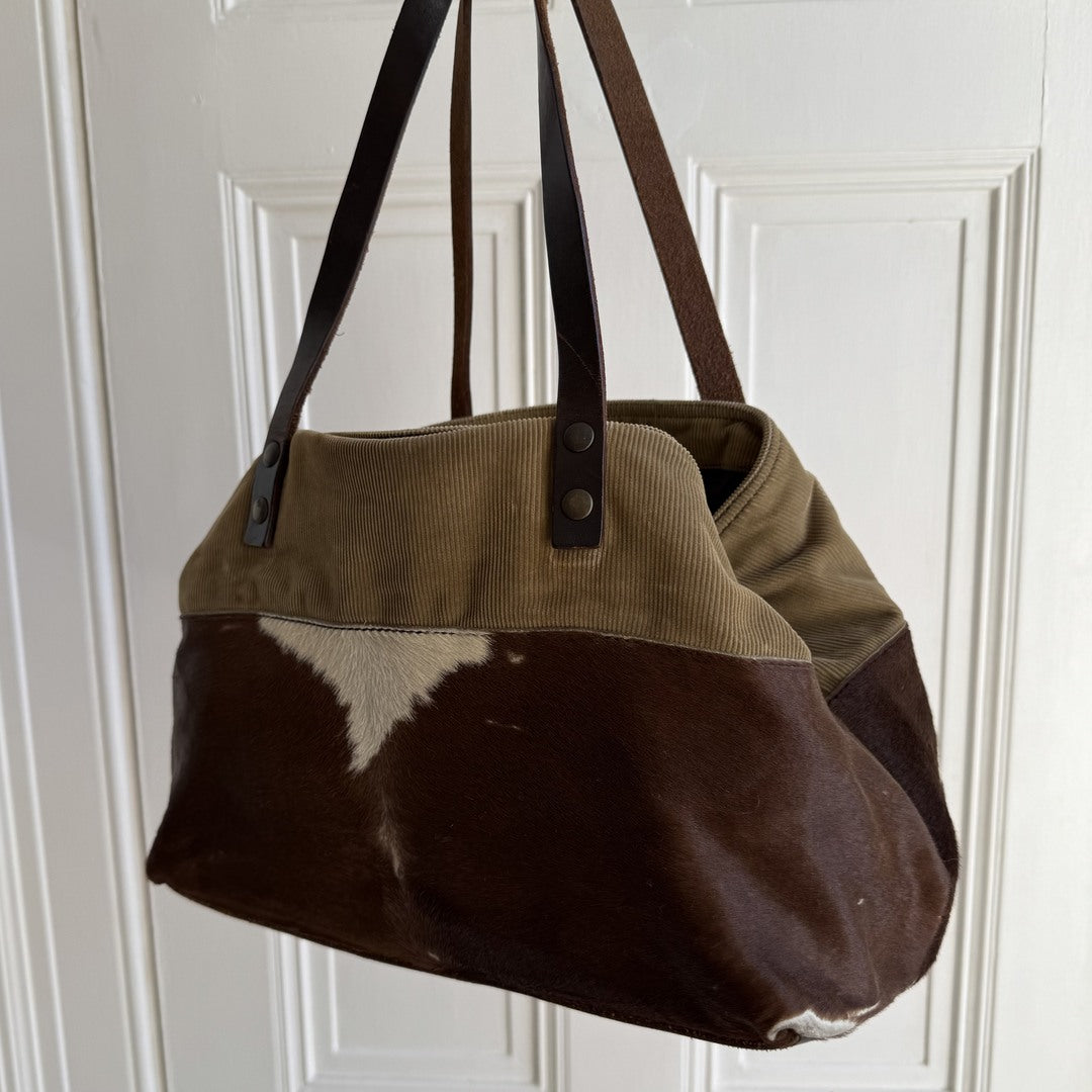 Archive Miu Miu Cow Print Corduroy Shoulder Bag