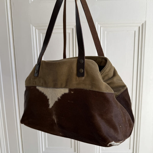 Archive Miu Miu Cow Print Corduroy Shoulder Bag
