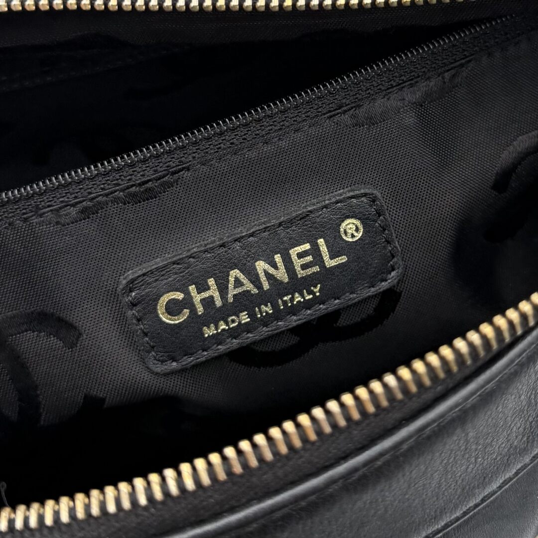2003 Chanel CC Surpique Wild Stitch Black Leather Handbag