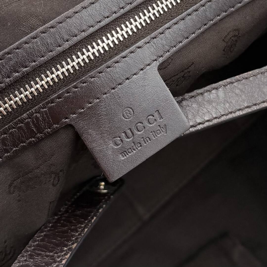 Gucci GG Canvas Twins Black Leather Tote Bag