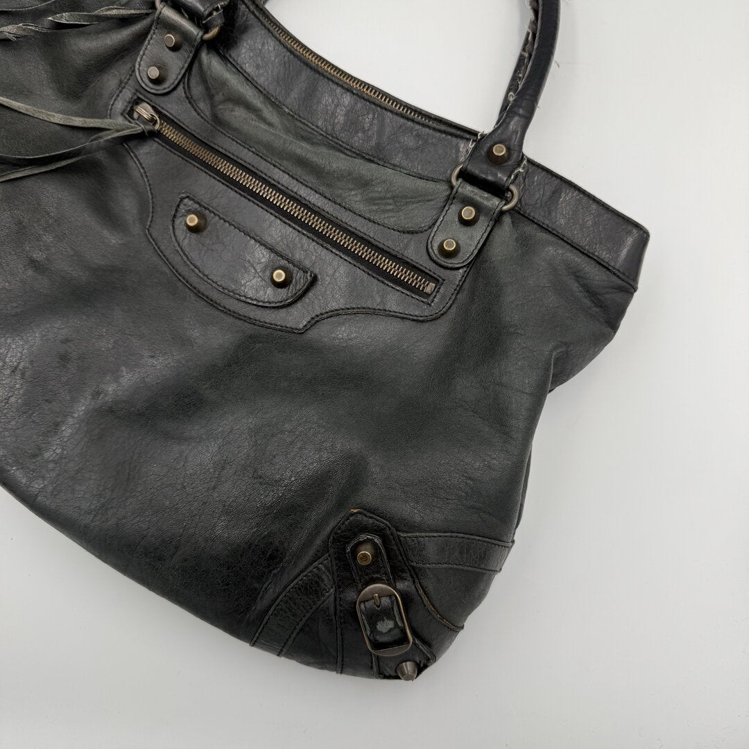 2003 Balenciaga City Leather Black Shoulder Bag