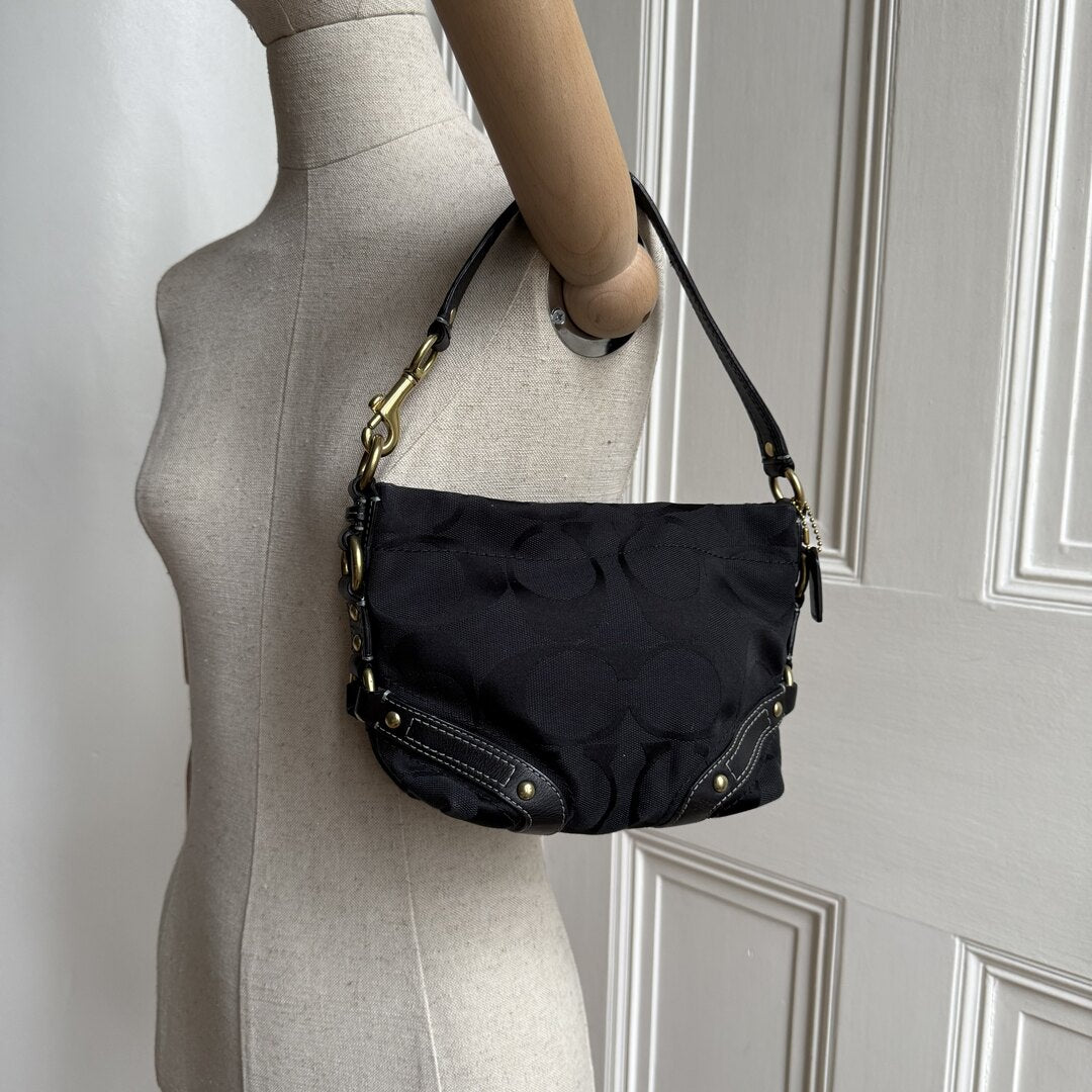 Coach Signature Studded Black Mini Handbag