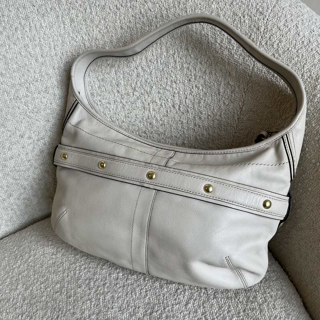 Coach Buckle Leather White Shoulder Bag