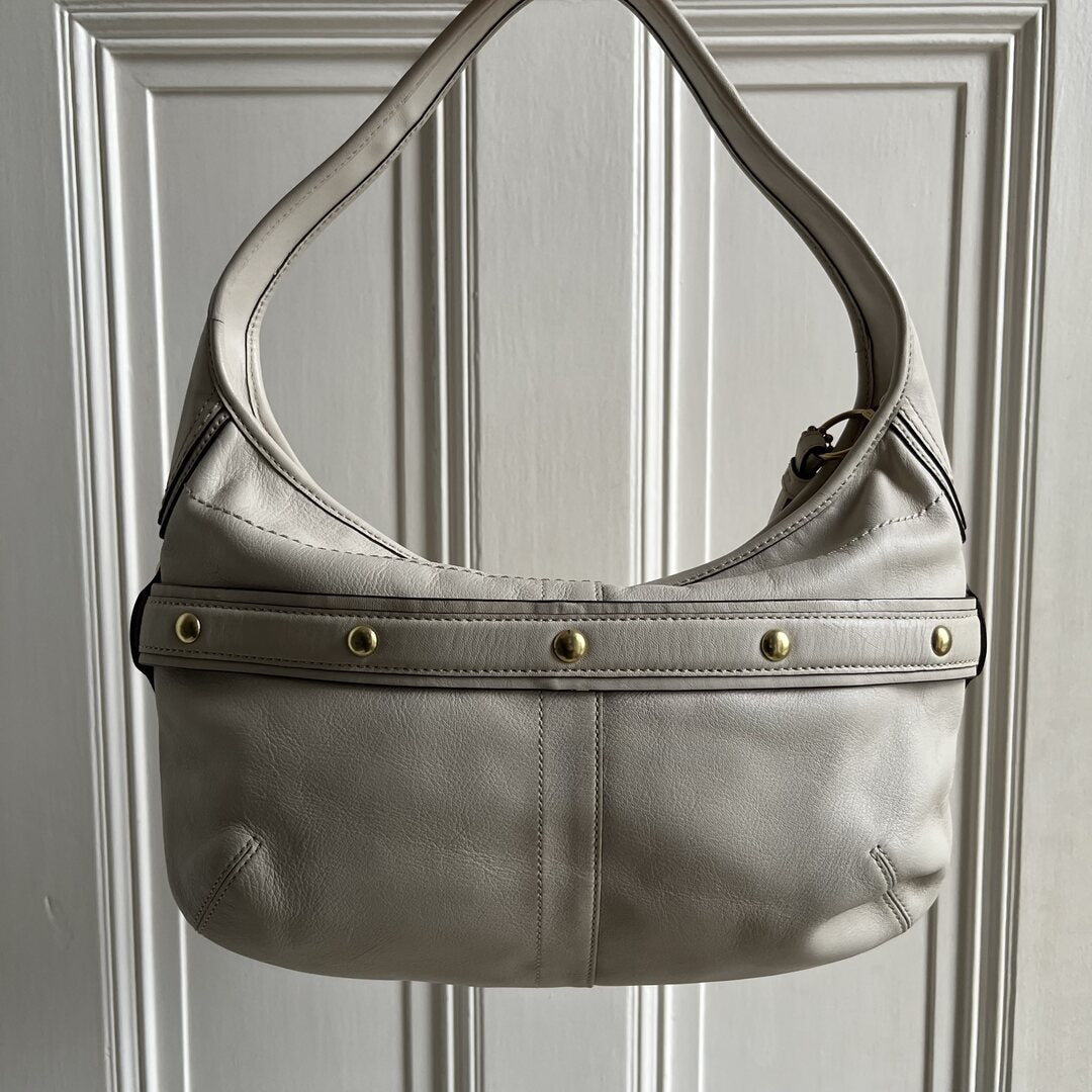 Coach Buckle Leather White Shoulder Bag