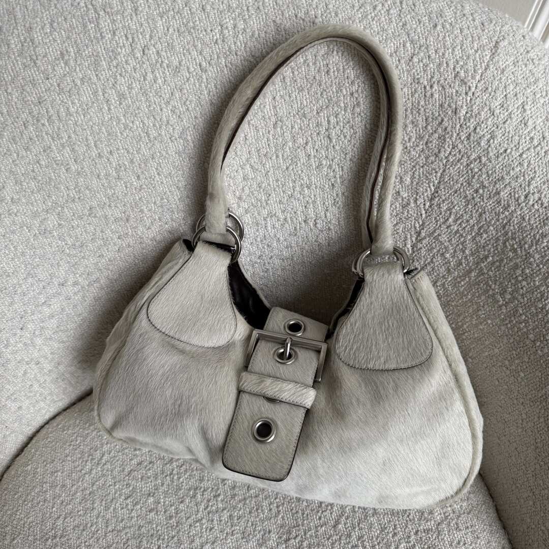 RARE Prada Moon Pony Hair Buckle mint Green Shoulder Bag