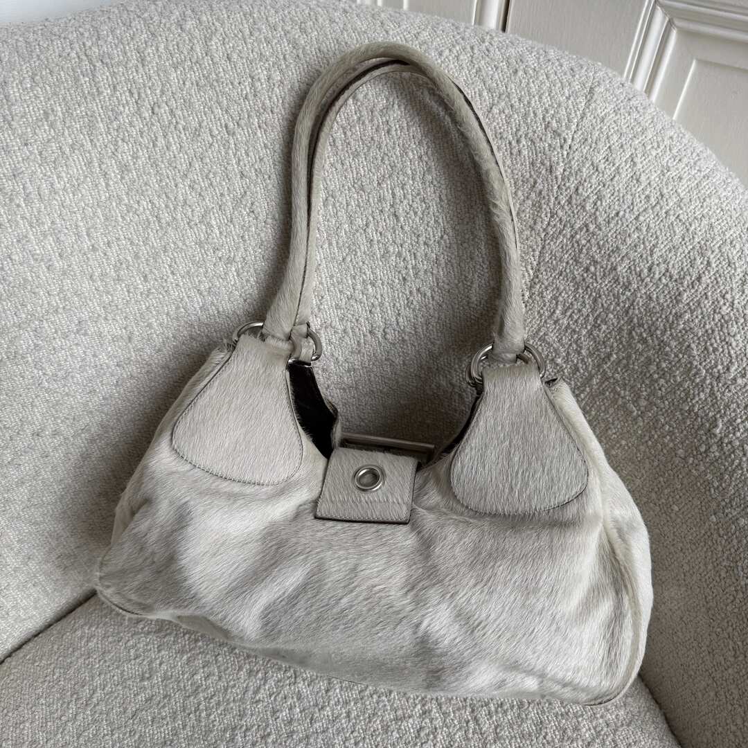 RARE Prada Moon Pony Hair Buckle mint Green Shoulder Bag