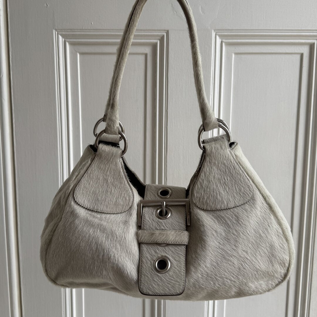 RARE Prada Moon Pony Hair Buckle mint Green Shoulder Bag