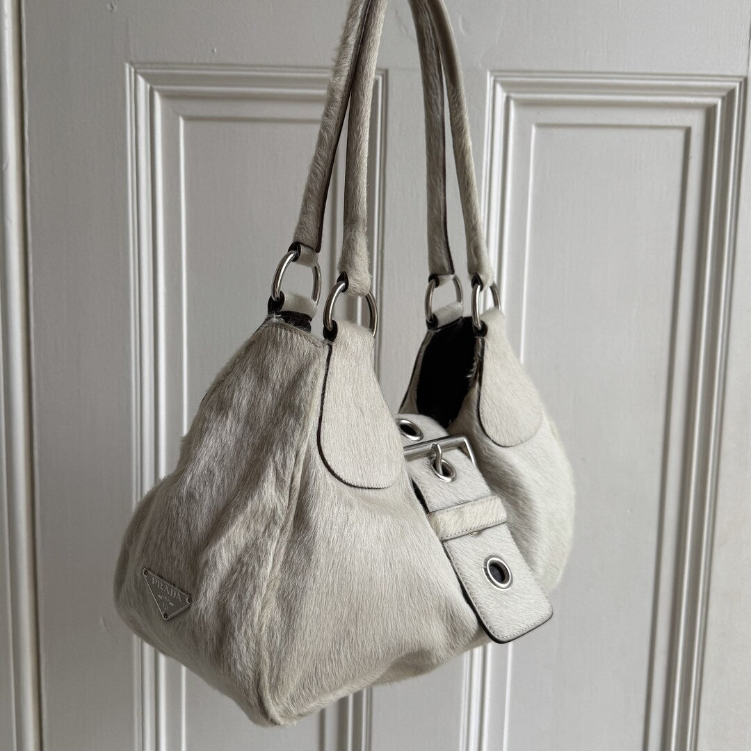 RARE Prada Moon Pony Hair Buckle mint Green Shoulder Bag