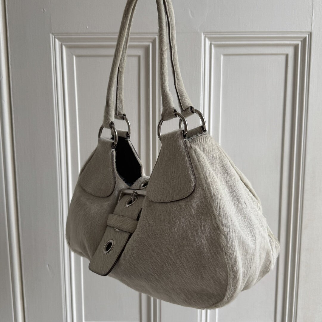 RARE Prada Moon Pony Hair Buckle mint Green Shoulder Bag