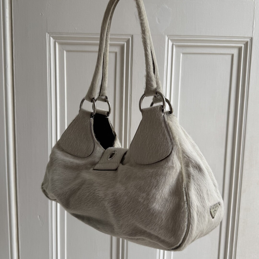 RARE Prada Moon Pony Hair Buckle mint Green Shoulder Bag