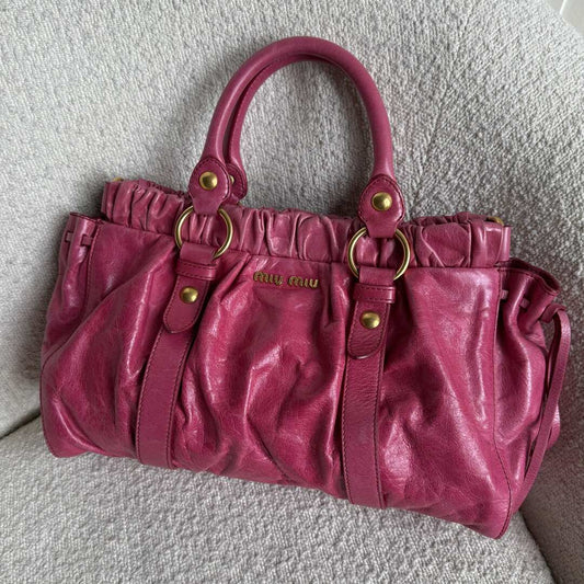 Miu Miu Vitello Pink Leather Handbag