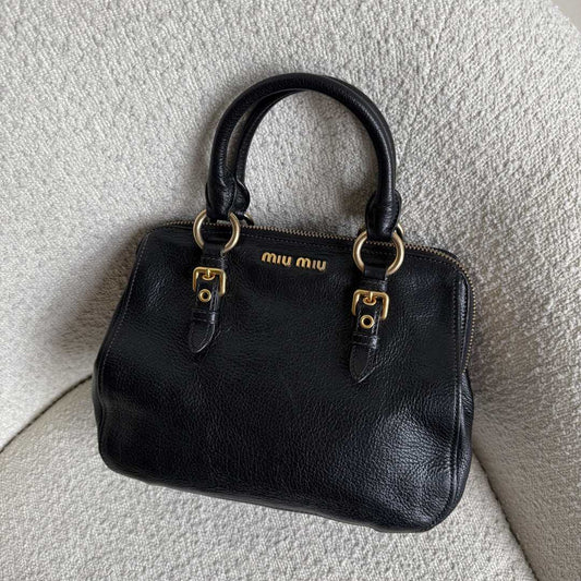 Miu Miu Madras Leather Black Handbag