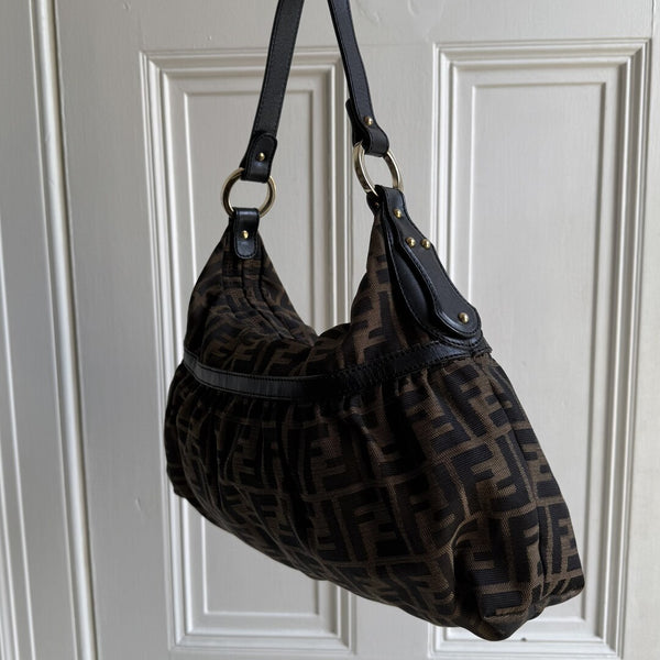 Fendi Zucca Charm Shoulder Bag