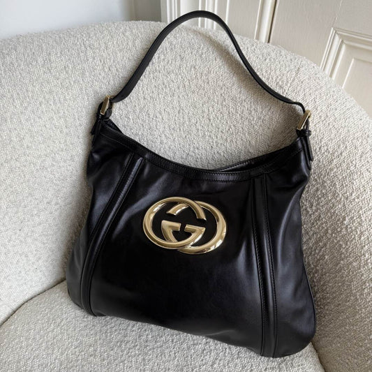 Gucci Britt Hobo Leather Black Shoulder Bag