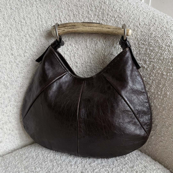YSL Mombasa Leather Black Shoulder Bag